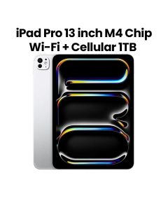 Apple Wi-Fi + Cellular iPad Pro 16GB RAM 1TB Storage 13 Inch, M4 Chip, Standard Glass, Ultra Retina XDR Display - Silver - MVXX3AB/A
