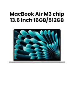 Apple MacBook Air 13.6" M3 Chip 10-Core GPU 16GB RAM 512GB SSD (English) - Silver | MXCT3ZS/A