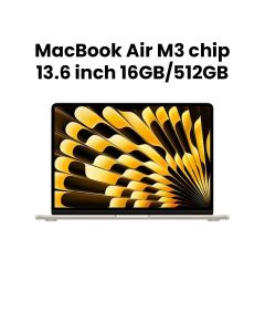 Apple MacBook Air 13.6" M3 Chip 10-Core GPU 16GB RAM 512GB SSD (English/Arabic) - Starlight | MXCU3AB/A