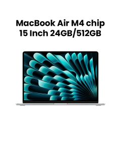 Apple MacBook Air 24GB RAM 512GB SSD 15 Inch, M4 Chip With 10-Core CPU and 10-Core GPU, Liquid Retina Display - Silver - MC6J4AB/A