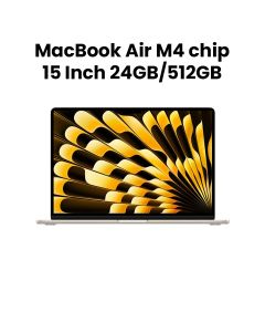 Apple MacBook Air 24GB RAM 512GB SSD 15 Inch, M4 Chip With 10-Core CPU and 10-Core GPU, Liquid Retina Display - Starlight - MC6K4AB/A