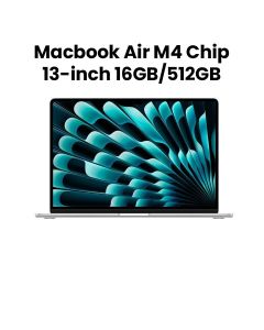 Apple MacBook Air 16GB RAM 512GB SSD 13 Inch, M4 Chip With 10-Core CPU and 10-Core GPU, Liquid Retina Display - Silver - MW0X3ZS/A