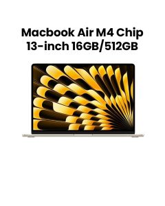 Apple MacBook Air 16GB RAM 512GB SSD 13 Inch, M4 Chip With 10-Core CPU and 10-Core GPU, Liquid Retina Display - Starlight - MW103AB/A