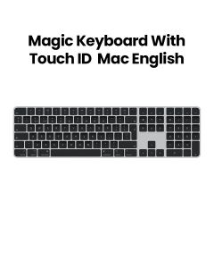 Apple Magic British English Keyboard With Touch ID, Numeric Keypad For Mac Models With Apple Silicon, Compact And Lightweight Design - Black
