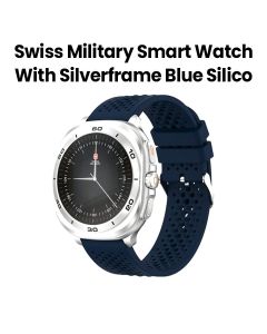 Swiss Military DOM7 Smart Watch with Silverframe Blue Silicone |SM-WCH-DOM7-SILF|2 Years Warranty
