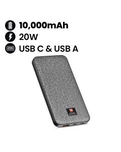 Swiss Military Power Bank 10,000mAh 2C1A with PD Fast Charge Grey | SM-PB-10K-2C1A-PD-FASTCHRG | 5 Years Warranty
