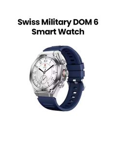 Swiss Military Smart Watch with Silver Frame Blue Silicon Strap | SM-WCH-DOM6-SILF-BLUSS|2 Years Warranty