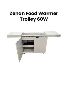 Zenan Food Warmer Trolley With 3 Glass Bowls, Elegant Design, Adjustable Temperature Settings, Durable Construction - White - ZFW-T005W