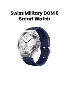 Swiss Military Smart Watch with Silver Frame & Blue Silicon Strap | SM-WCH-DOM6-SILF-BLUSS|2 Years Warranty