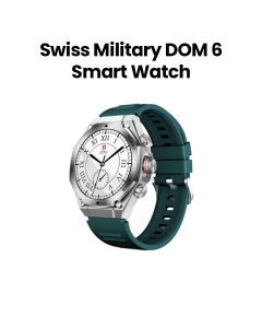 Swiss Military Smart Watch with Silver Frame & Green Silicon Strap | SM-WCH-DOM6-SILF-GRNSS|2 Years Warranty