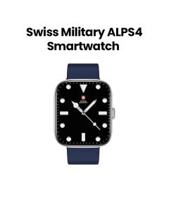 Swiss Military Smart Watch with Silver Frame & Blue Silicon Strap | SM-WCH-ALPS4-SILF-BLUSS|2 Years Warranty