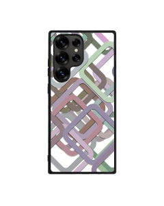 Samsung S25 Ultra Black Case  Printed With Multicolour Square Background