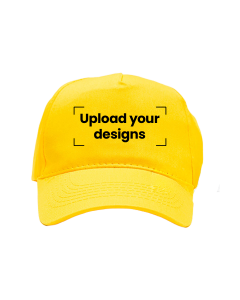 Jumbo Print Heavy Brushed Cotton Cap 5 Panels with Polished Metal Buckle | Yellow