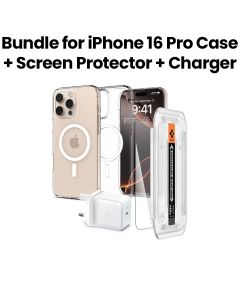 Spigen iPhone 16 Pro Bundle  Case, Screen Protector & Type-C Charger | Clear