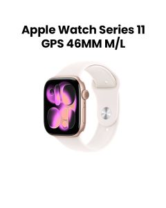 Apple Watch Series 11 GPS M/L 46mm, Always On Retina Display, All Day Battery Life - Rose Gold Aluminium Case With Light Blush Sport Band - MEV74AF/A