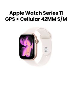 Apple Watch Series 11 GPS + Cellular S/M 42mm, Up to 24 Hours Battery Life - Rose Gold Aluminium Case with Light Blush Sport Band - MF8E4AF/A