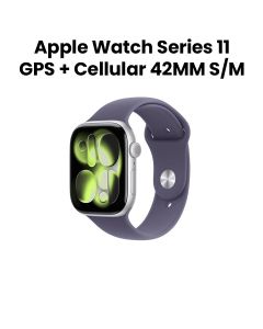 Apple Watch Series 11 GPS + Cellular S/M 42mm, Up to 24 Hours Battery Life - Silver Aluminium Case with Purple Fog Sport Band - MF8H4AF/A