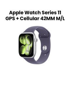 Apple Watch Series 11 GPS + Cellular M/L 42mm, Up to 24 Hours Battery Life - Silver Aluminium Case with Purple Fog Sport Band - MF8J4AF/A