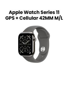 Apple Watch Series 11 GPS + Cellular M/L 42mm, Up to 24 Hours Battery Life - Natural Titanium Case with Stone Gray Sport Band - MF8N4AF/A