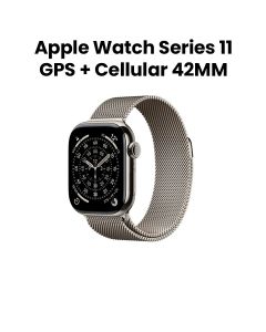 Apple Watch Series 11 GPS + Cellular 42mm, Up to 24 Hours Battery Life, Advanced Fitness Tracking - Natural Titanium Case with Natural Milanese Loop - MF8P4AF/A