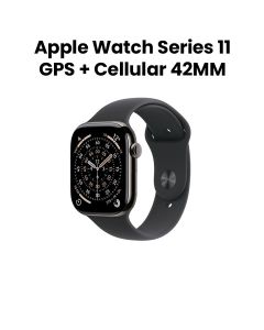 Apple Watch Series 11 GPS + Cellular S/M 42mm, Up to 24 Hours Battery Life - Slate Titanium Case with Black Sport Band - MF8R4AF/A