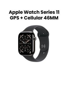 Apple Watch Series 11 GPS + Cellular M/L 46mm, Always On Retina Display, All Day Battery Life - Slate Titanium Case With Black Sport Band - MFD24AF/A