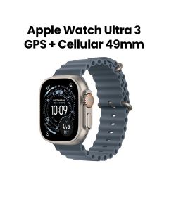 Apple Watch Ultra 3 GPS + Cellular 49mm, Long Battery Life, Bright and Durable Display - Natural Titanium Case With Anchor Blue Ocean Band - MEWH4AF/A