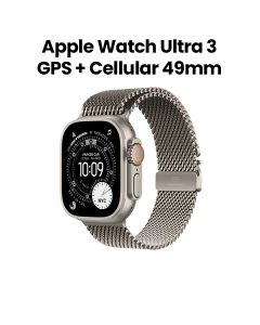 Apple Watch Ultra 3 GPS + Cellular Medium 49mm, Bright And Durable Display - Natural Titanium Case With Natural Titanium Milanese Loop - MEWY4AF/A