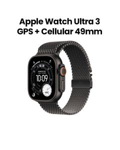 Apple Watch Ultra 3 GPS + Cellular Large 49mm, Bright And Durable Display - Black Titanium Case With Black Titanium Milanese Loop - MF1T4AF/A
