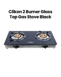 Clikon 2-Burner Glass Top Gas Stove– Black |CK4278