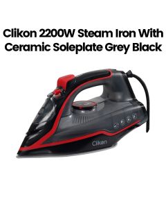 Clikon 2200W Steam Iron with Ceramic Soleplate – Grey/Black | CK4125