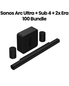 Sonos Premium Immersive Soundbar And Speaker Set, Dolby Atmos 3D Audio, Wireless Multiroom Sound - Black - ARCULTRA+SUB4+2XERA100-BLK
