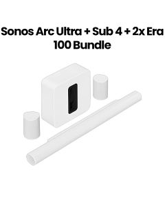 Sonos Premium Immersive Soundbar And Speaker Set, Dolby Atmos 3D Audio, Wireless Multiroom Sound - White - ARCULTRA+SUB4+2XERA100-WHT