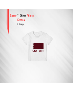 Jumbo Print White T-Shirt With Qatar Flag - White (XL)