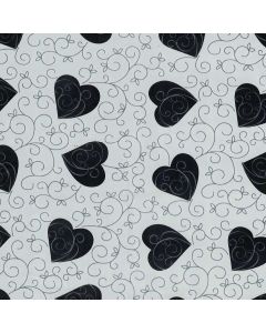 Gift Wrap Paper Black Heart With Pattern