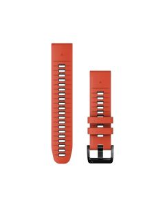 Garmin QuickFit 22mm Silicone Watch Band – Flame Red/Graphite, Quick Release, Secure Fit Sport Smartwatch Strap | 124mm Adjustment Band; 95mm Buckle Band
