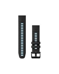 Garmin QuickFit 26mm Silicone Watch Band – Black/Cirrus Blue, Quick Release, Secure Fit Sport Smartwatch Strap | 124mm Adjustment Band; 95mm Buckle Band

