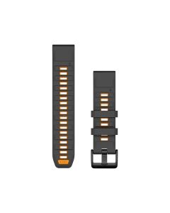 Garmin QuickFit 26mm Silicone Watch Band – Graphite/Spark Orange, Quick Release, Secure Fit Sport Smartwatch Strap | 124mm Adjustment Band; 95mm Buckle Band
