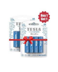 Tesla Zinc Carbon AA Blue+ Batteries R6 – 4 Pack Reliable Power for Remote Controls, Clocks & Toys | 8594183392165 | Buy 1 Get 1 Free