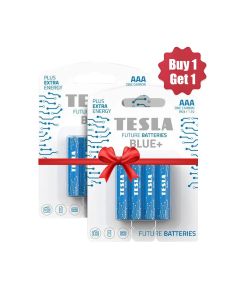 Tesla Zinc Carbon AAA Blue+ Batteries R3 – 4 Pack Reliable Power for Remote Controls, Clocks & Toys | 8594183392196 | Buy 1 Get 1 Free