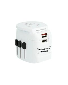 Personalized SKROSS Pro Light USB World Travel Adapter – Universal Plug for 200+ Countries, Dual USB Ports, Compact Swiss Design | PRO Light USB World