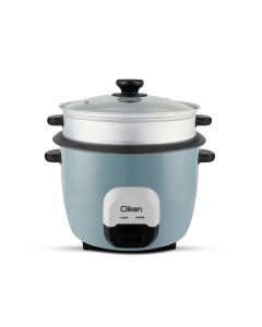 Clikon Rice Cooker & Steamer 1.5L 500W Non-Stick Inner Pot, Automatic Keep Warm Function, Glass Lid | Light Blue/White - CK2732