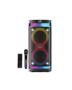 Clikon Rechargeable Party Box Speaker 6.5" Dual Drivers, Wireless Microphone, LED Light Effects, Karaoke Function | Black - CK877