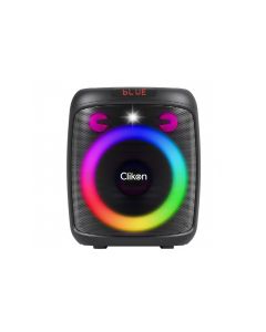 Clikon Rechargeable Party Speaker 8" + 2x2" Drivers, Wireless Mic, Dynamic Light Show, Karaoke Function | Black - CK879