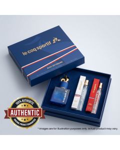 Le Coq Sportif Bleu Optimisme Unisex Eau de Parfum Gift Set – 50ml EDP + 2×10ml Travel Spray Bergamot, Lavender, Maté & Patchouli Woody Aromatic Fragrance | LCS100008