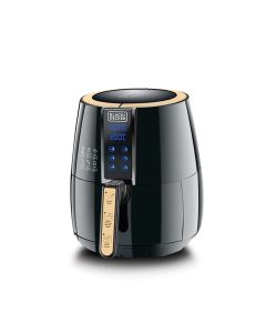 Black+Decker 8 In 1 Digital AeroFry Air Fryer 1500W 4L, Rapid Air Convection Technology, Colored LED Display, Auto-Off Function - Black/Gold - AF400-B5