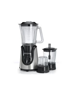 Black+Decker 600W Glass Blender With Glass Jar And Two Mills, Mincer And Grinder, 1.5L Capacity, 3 Speed Controls - Black/Silver - BX600G-B5