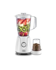 Black+Decker 400W Blender With Grinder And 1 Jar + 1 Mill, 1.5L Capacity, Stainless Steel Blades - White - BX4030-B5