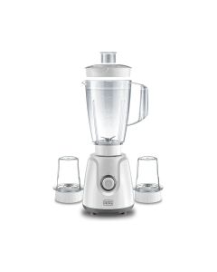 Black+Decker 400W Blender With 2 Grinder Mills And Chopper Mill, 1.5L Capacity, Durable Plastic Build - White - BX4000-B5