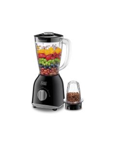 Black+Decker 400W Blender With 2 Jars And Grinder Mill, Smooth Blending, Pulse Function, Anti-Slip Feet - Black - BX365J-B5